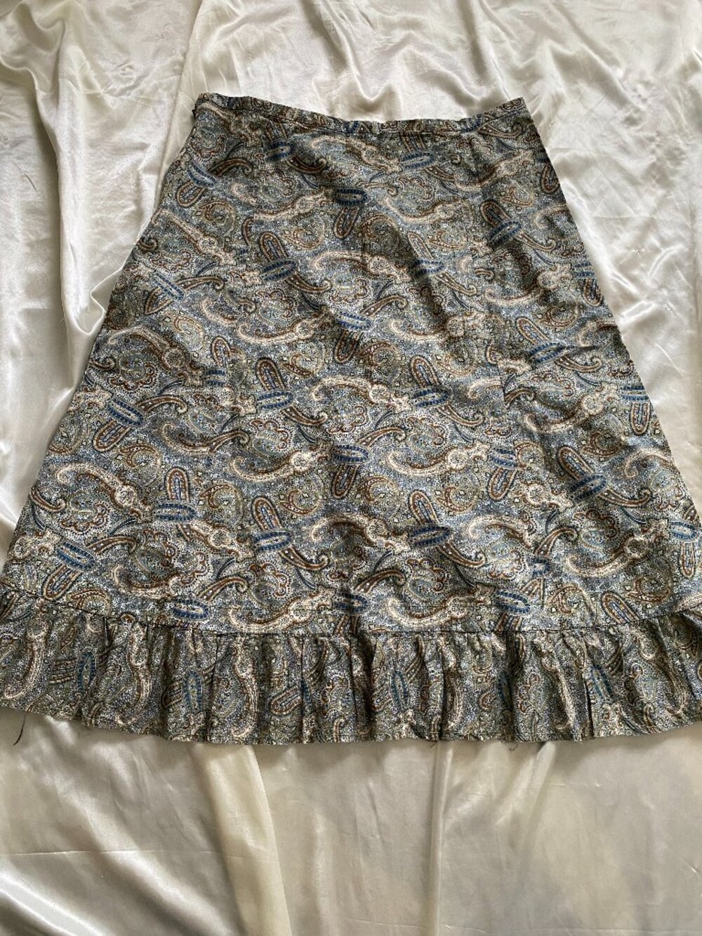 Vintage y2k Gap 100% Cotton Paisley Ruffle Boho Midi Skirt Size 10 - Picture 8 of 8